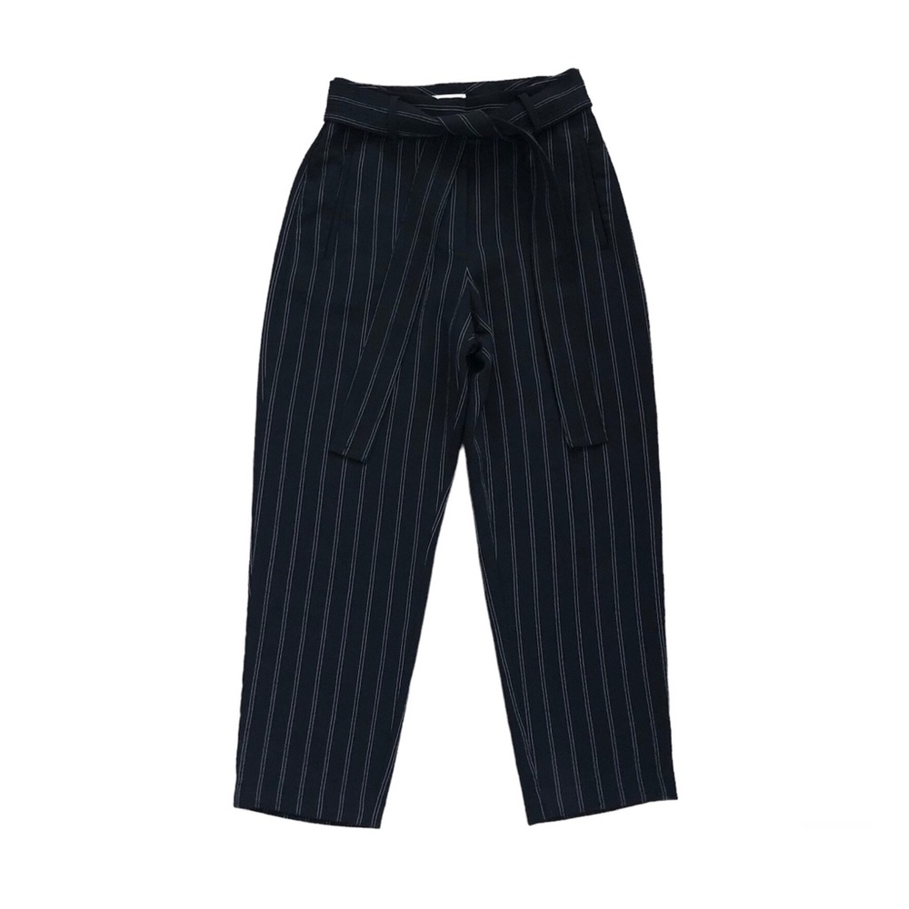 SOLD - Wilfred Aritzia Tie-Front Black Oak Pinstripe Jallade Trouser Pant Size 4 - Picture 4 of 16